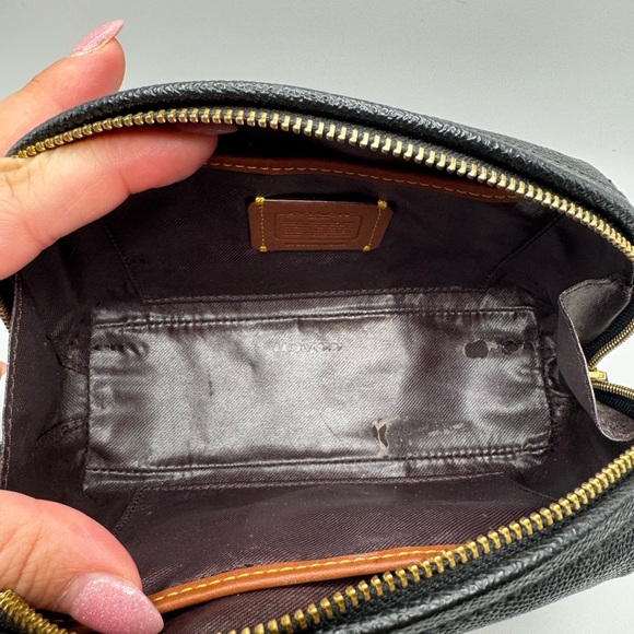 Coach Cosmetic Case Black Canvas With C Logo - Picture 6 of 8